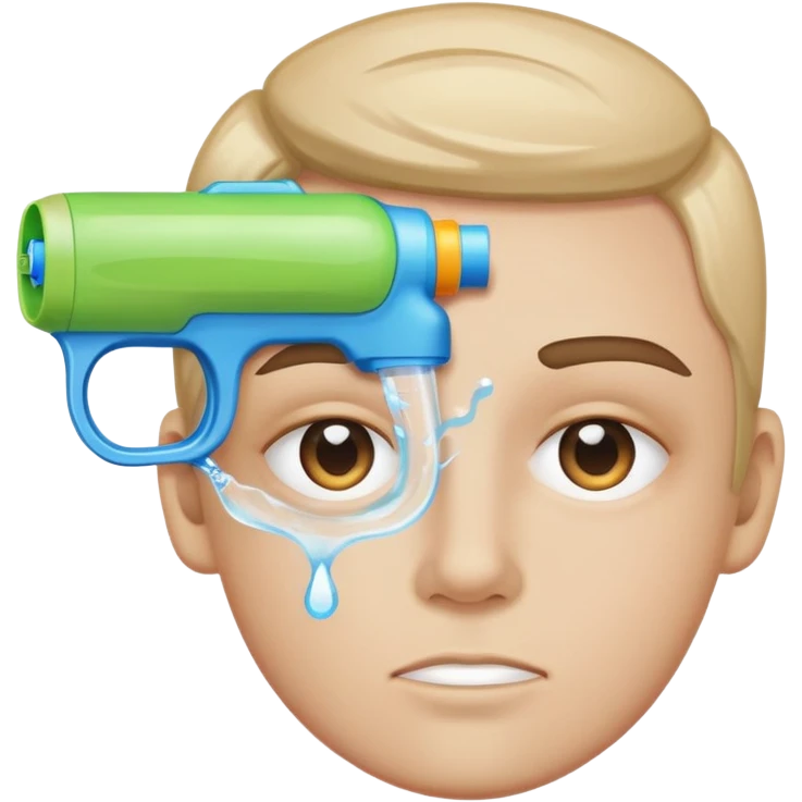 X on eyes with water gun emoji