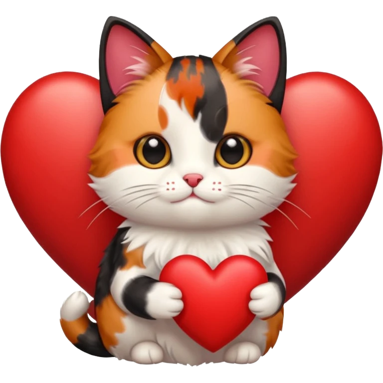Cute cat holding a heart emoji