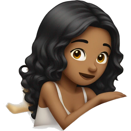 Girl with black hair going to bed emoji