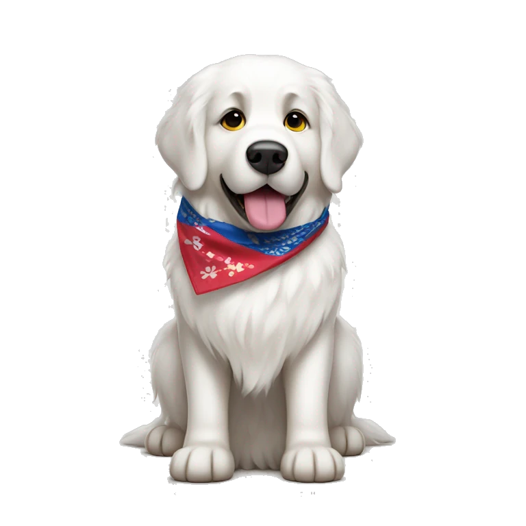Great Pyrenees dog with bandanna  emoji