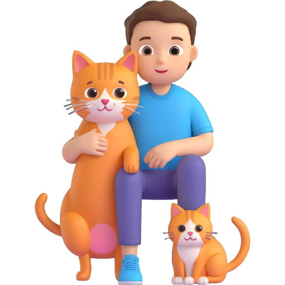 boy and cat pet emoji