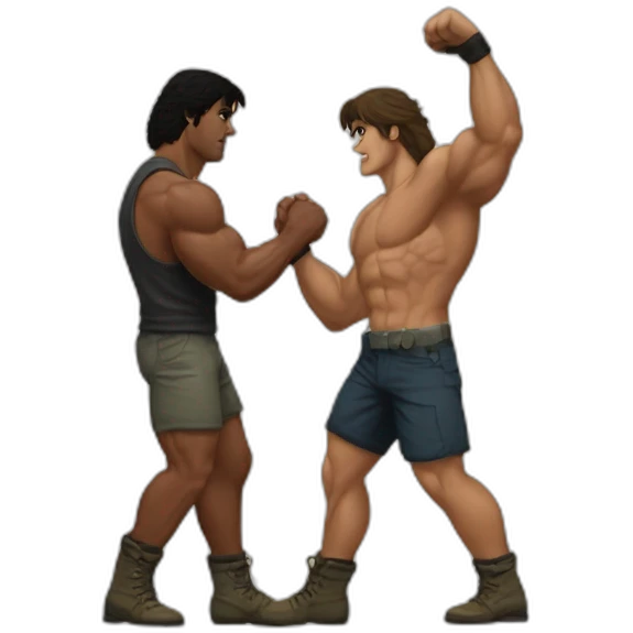 Rocky and Rambo Hand in hand emoji