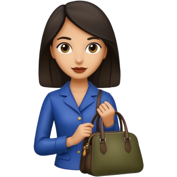 italian female with italian fashion style, holding bag emoji
