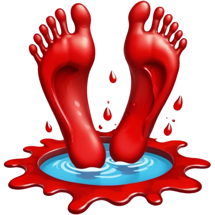 a human footprint in a pool of blood with splashes emoji