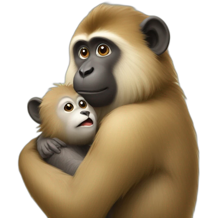 Monkey petting a eurasier emoji