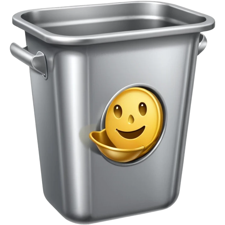 a silver spoon on a rectangular trash can  emoji