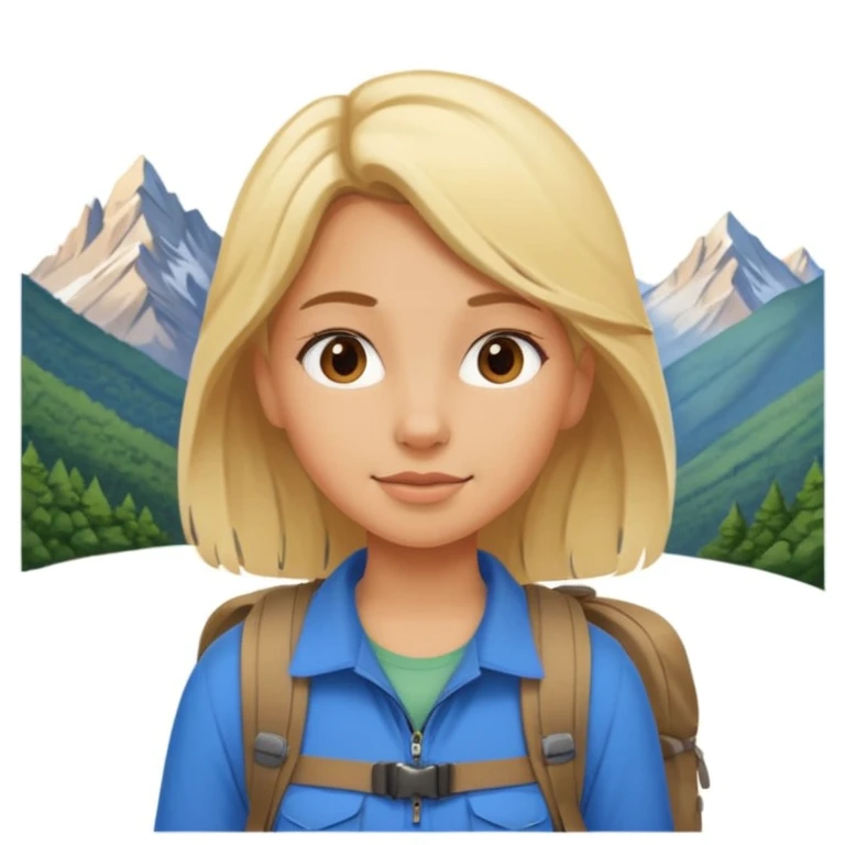 girl backpacking, travelling mountains background emoji