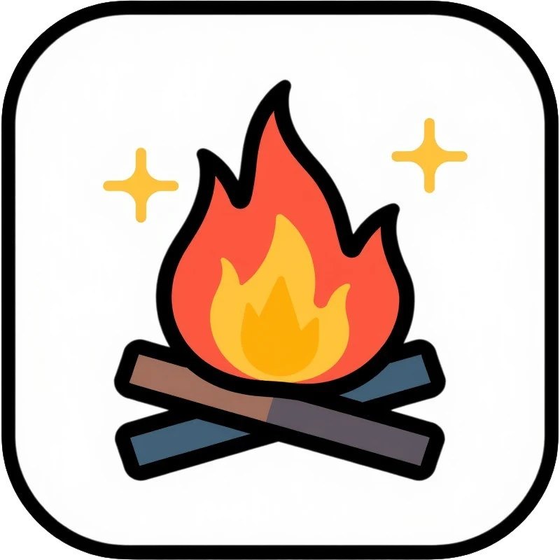 campfire with social elements, app icon emoji