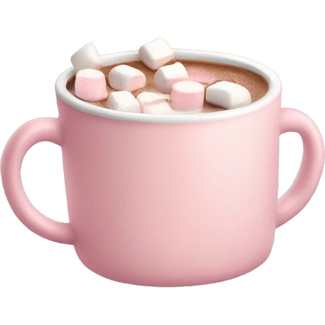 Light Pink mug of hot chocolate with marshmallows  emoji