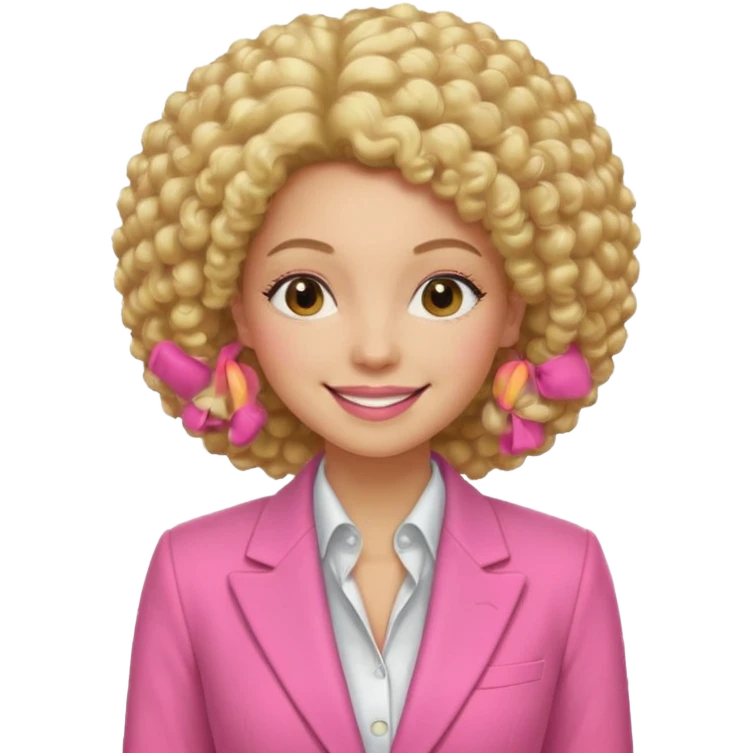 afro blonde hair woman pink suit emoji