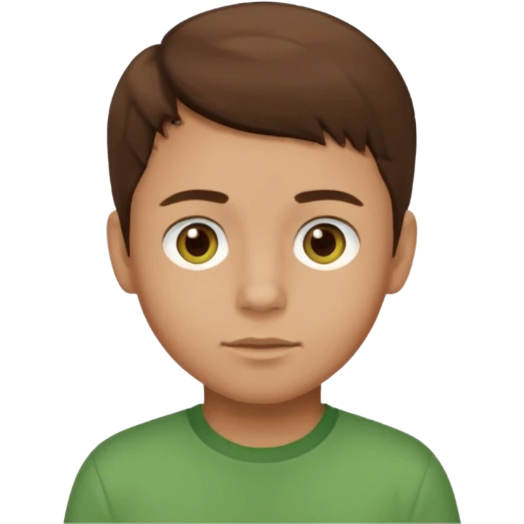 a boy with brown eyes and hair with a green shirt emoji
