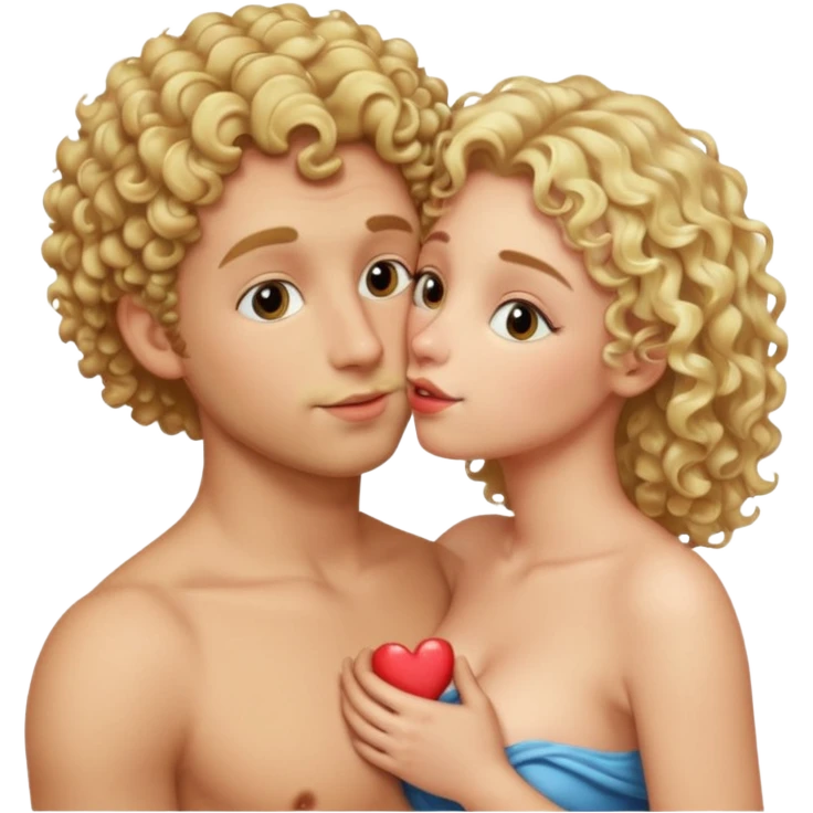 Blonde curly guy kissing boobs emoji