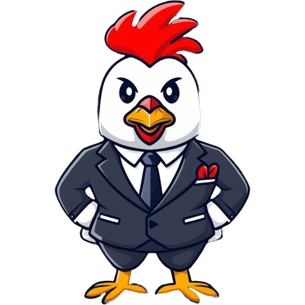 business rooster wearing suit and tie emoji