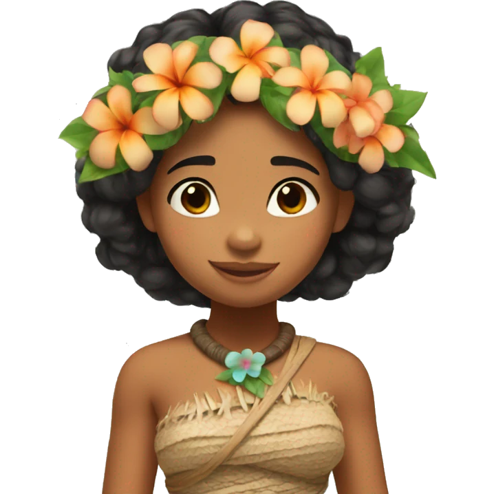 moana with a flower crown emoji