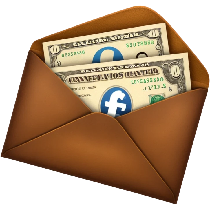 Banknotes wrapped in brown leather envelopes emoji