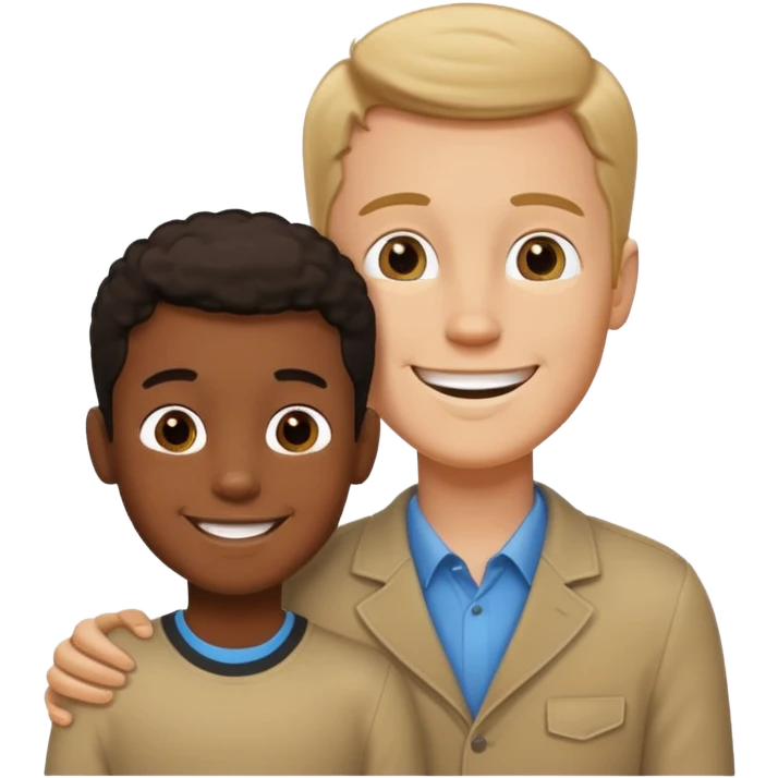 Tall white guy with dwarf black kid emoji