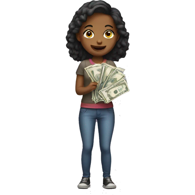 Girl holding cash emoji