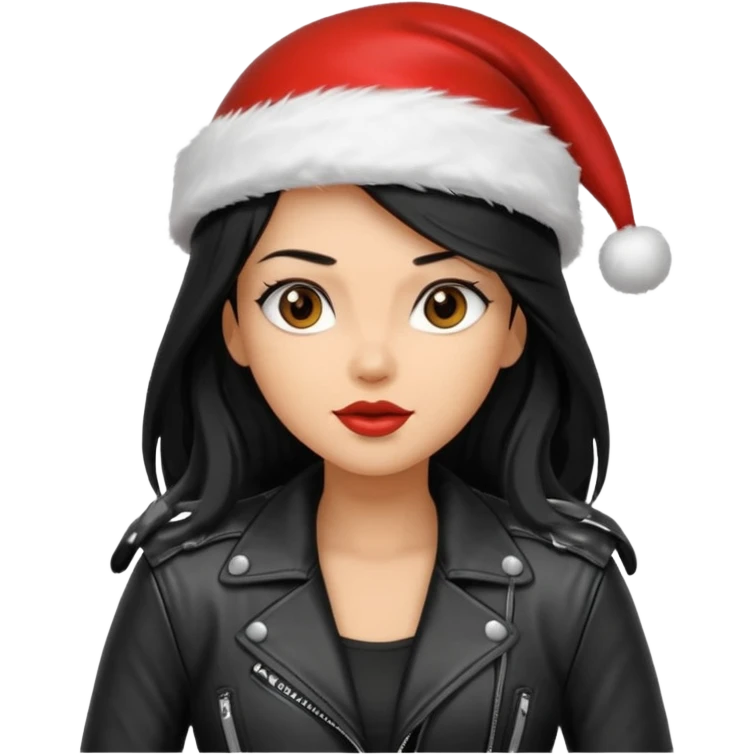biker girl black long hair moto christmas h2R emoji