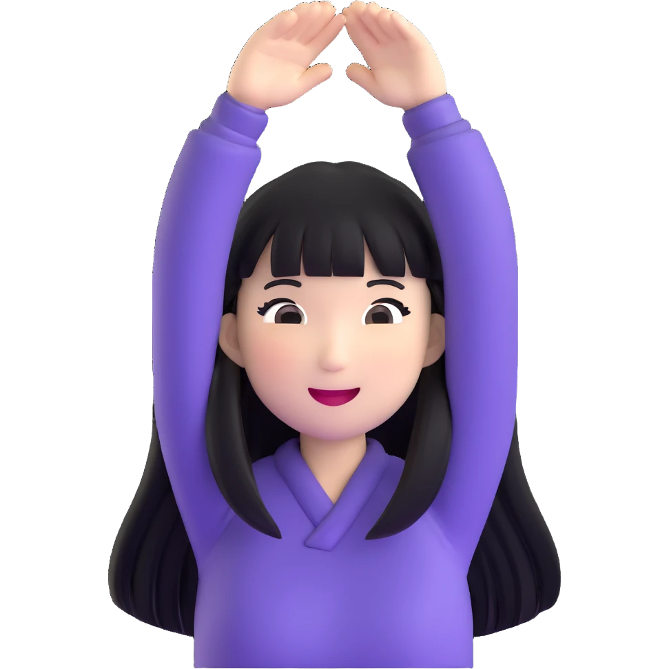 Asian woman with long black straight hair with bangs cheering for Doosan Bears baseball team emoji