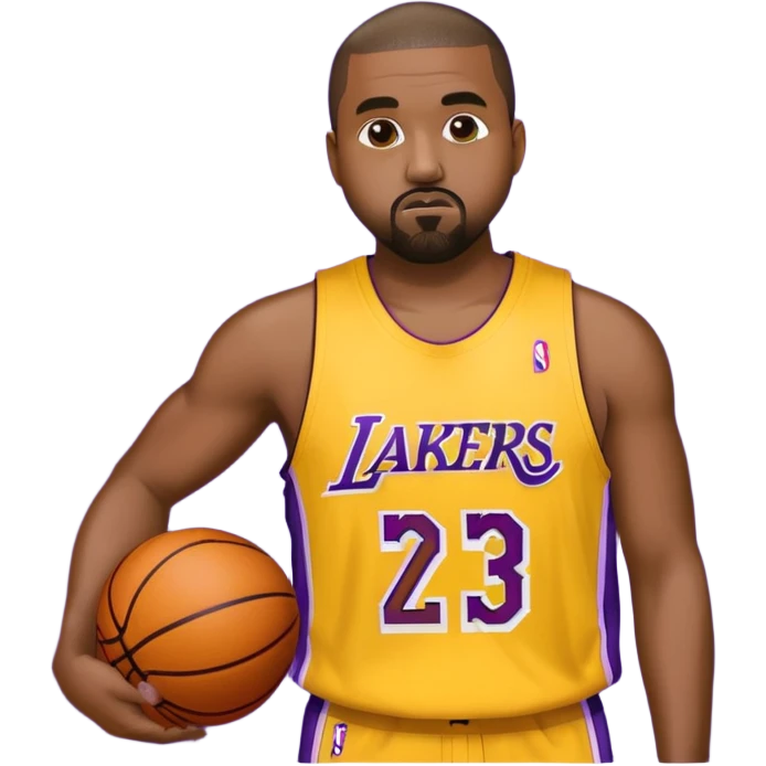 Kanye wearing Lakers basketball jersey emoji
