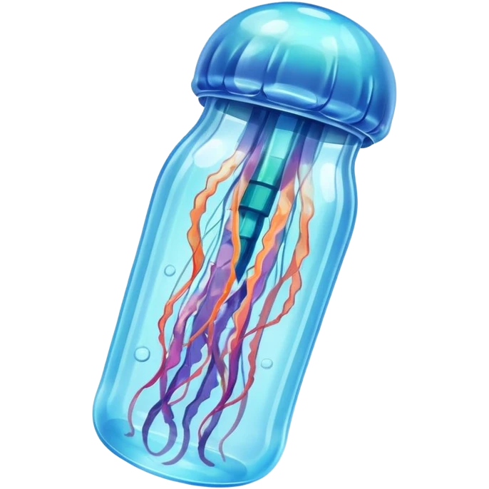 sea jellyfish, plastic bottles emoji
