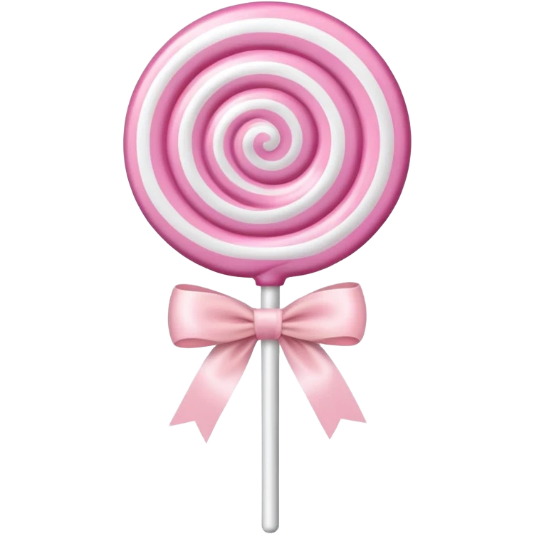 Light pink lollipop with white swirls and a light pink bow on the stick  emoji
