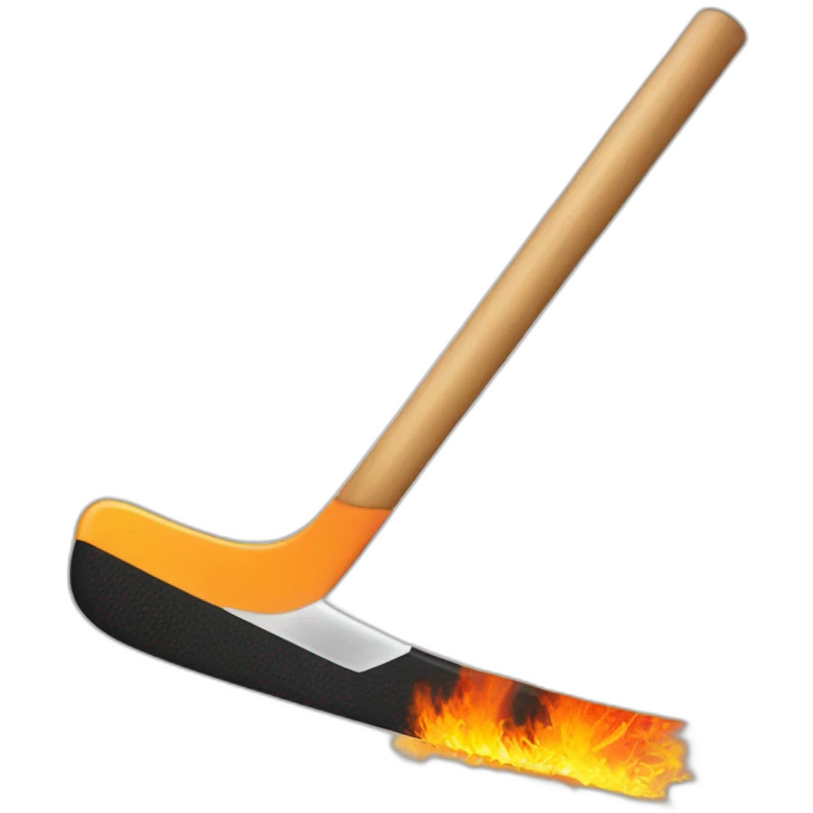 hockey stick on fire emoji