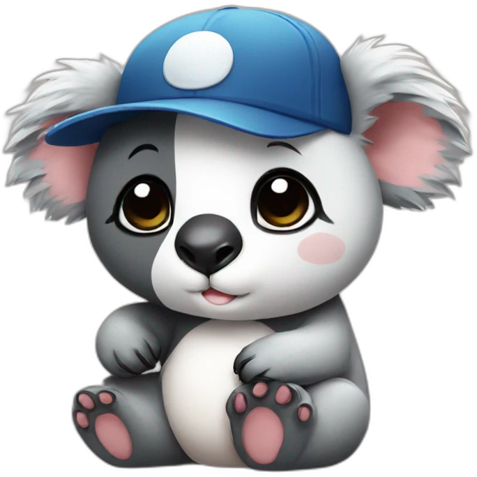 Koala with cap kissing a panda cute emoji