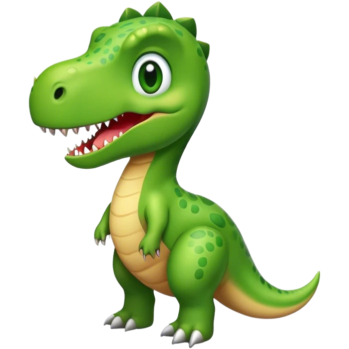 crea un dinosaurio alegre con caracteristicas amigables emoji