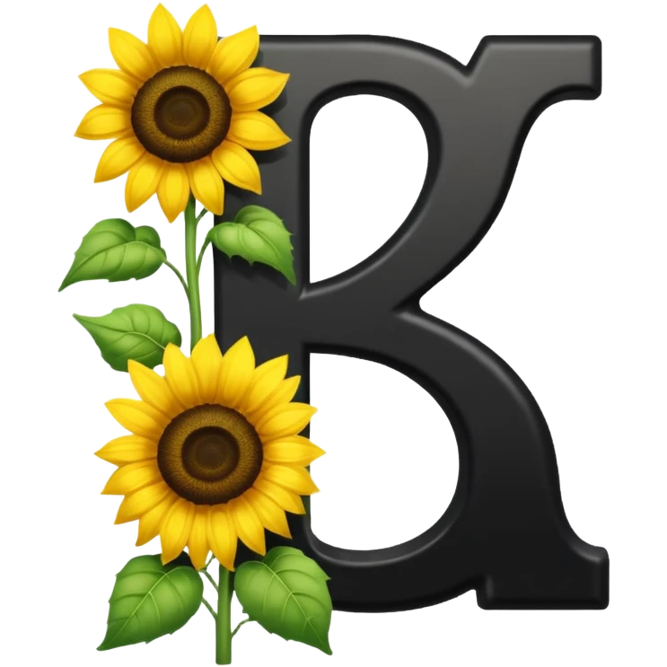 Black capital letter Y with sunflowers emoji