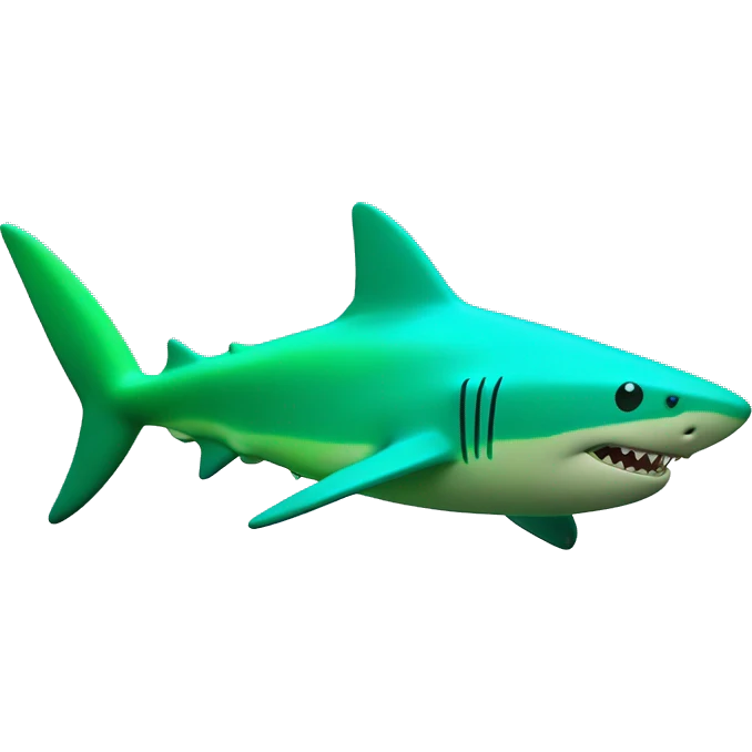 Fluorescent green colored shark with blue lightning stripes all over it’s body emoji