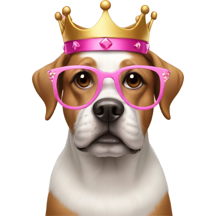 dog with pink glasses and crown emoji