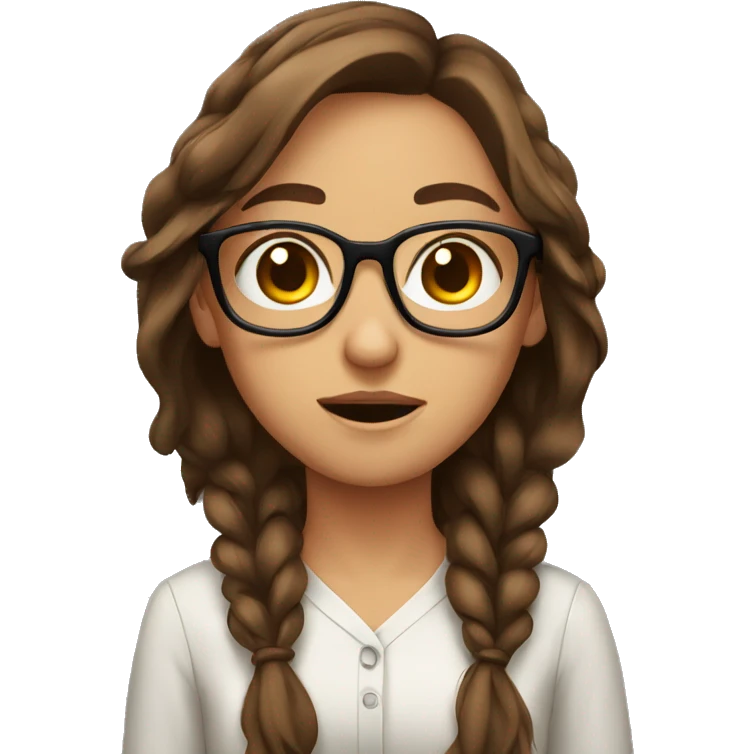 girl brown hair glasses shrugging emoji