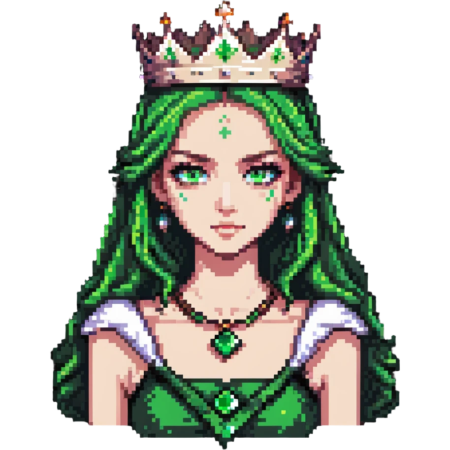 beautiful princess with striking green eyes and a crown emoji