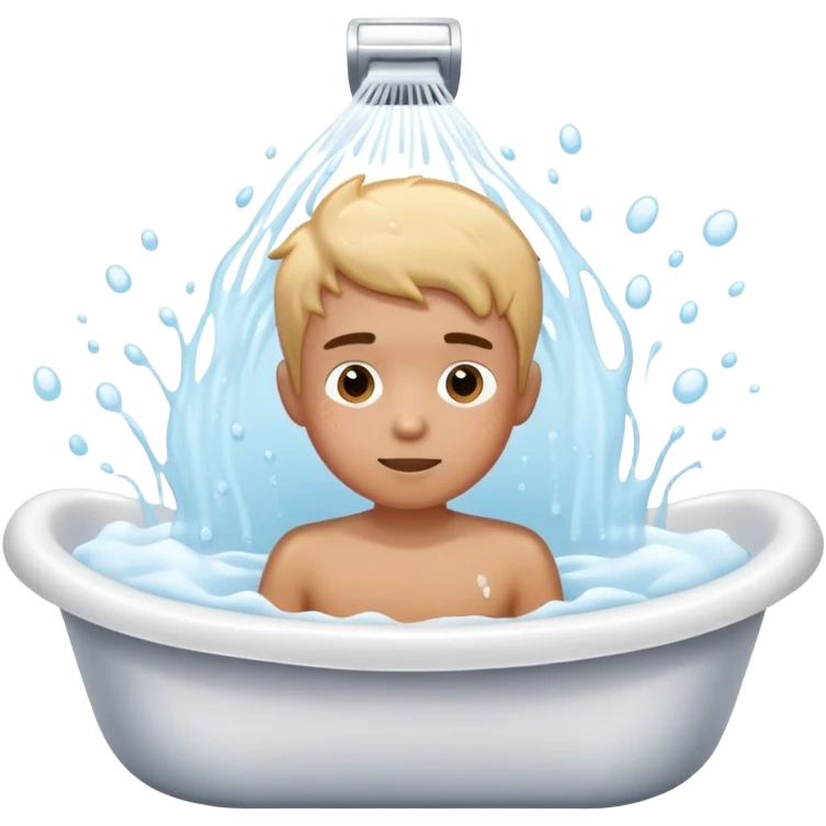 Boy in a bath tub cleaning himself emoji