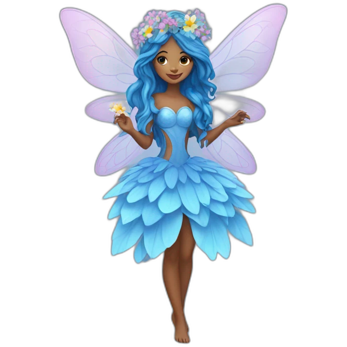 Blue fairy with flowers emoji