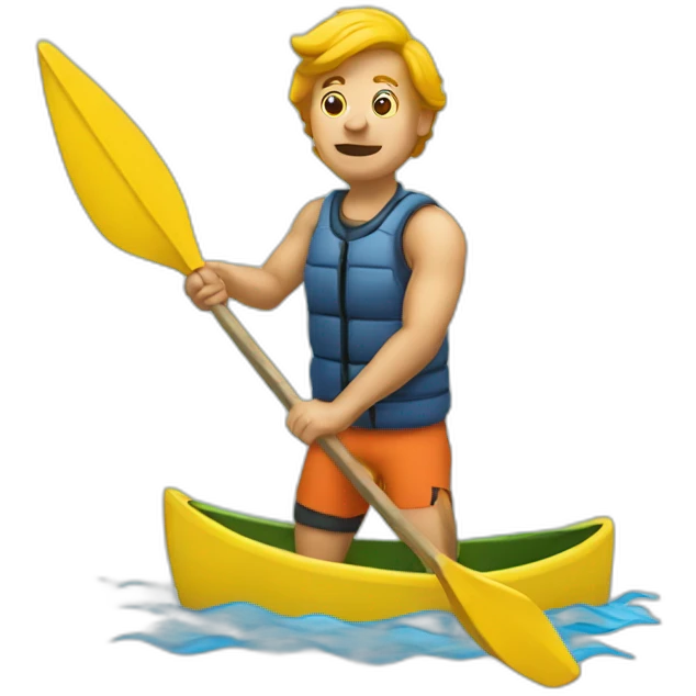 Man smacking fish with kayak paddle emoji