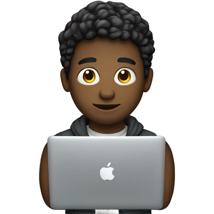 a young man with macbook emoji