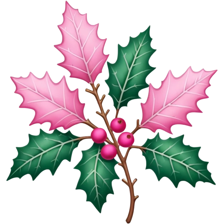 pink holly with white leaves christmas emoji