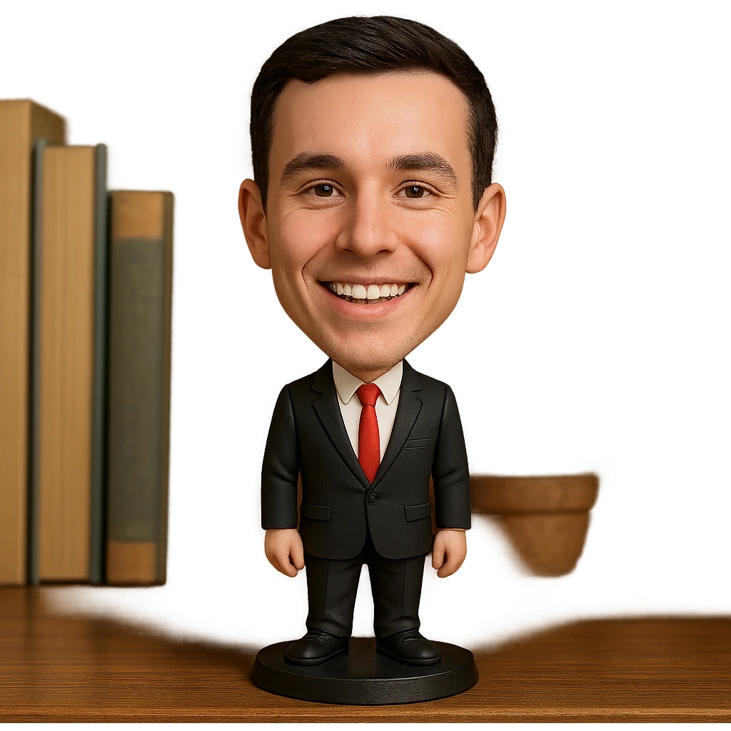 cheerful bobblehead style character emoji