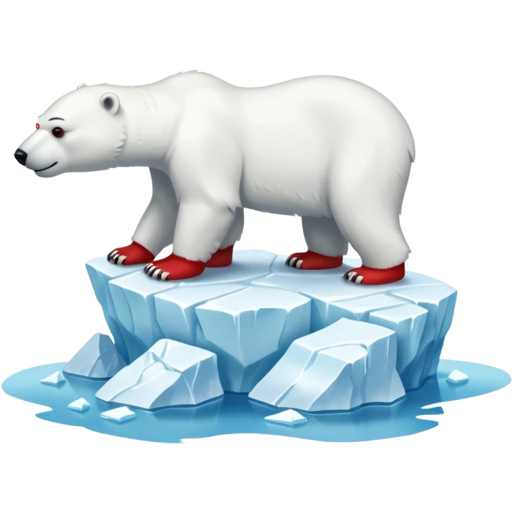 Create a polar bar shooting red lasers out of its eyes on an iceberg with text on the bottom saying “BYE BYE POLAR BEARS” emoji
