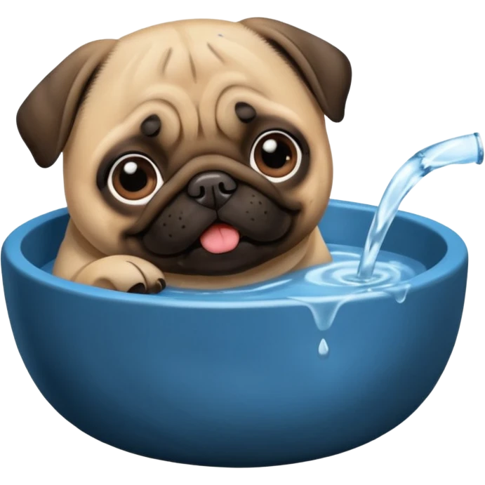 Pug drinking some water emoji