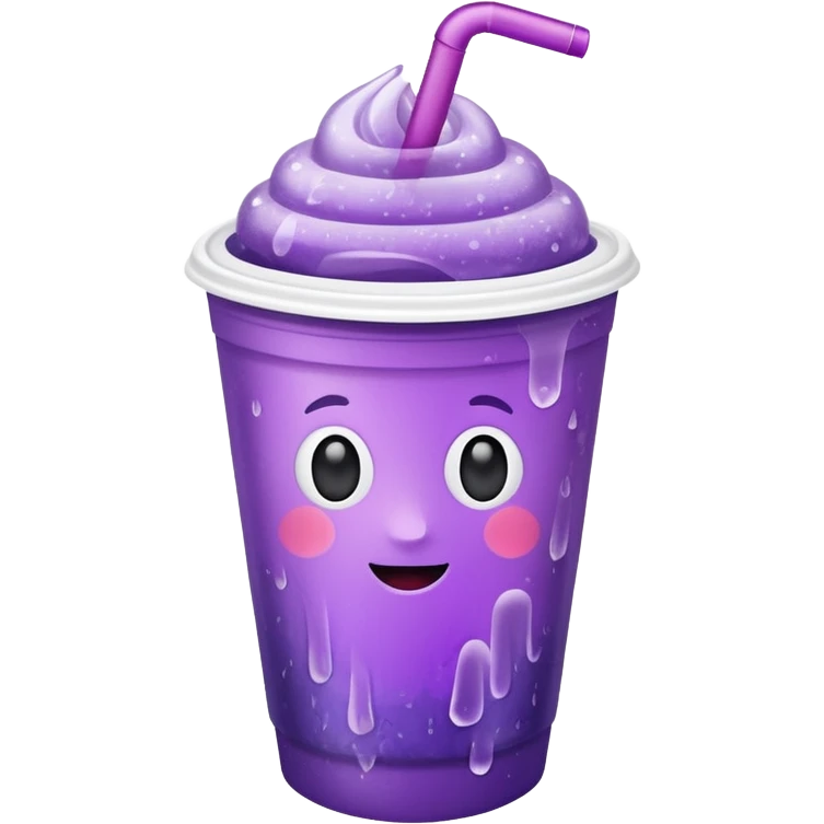 White paper cup filled with purple iced soda emoji