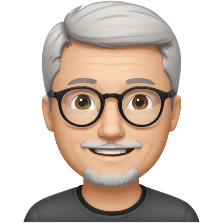 homme blanc cheveux gris court lunettes rondes noir et petite barbe  emoji
