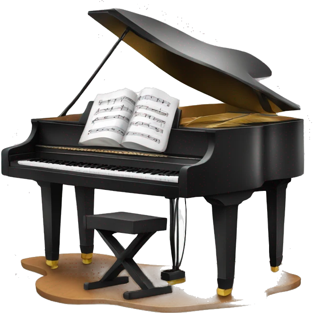 Piano with notes 🎶 around the piano and some headphones on the piano emoji
