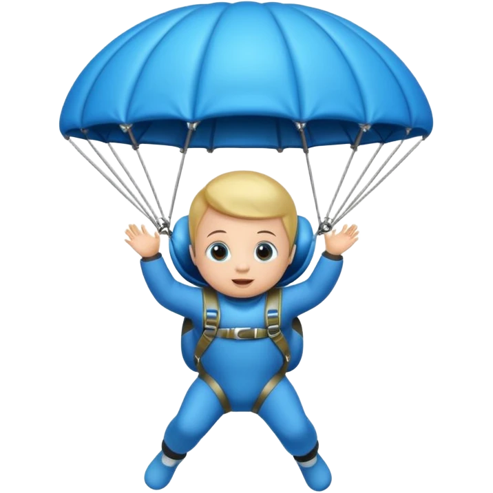 Skydiving baby with parachute and UFO blue emoji