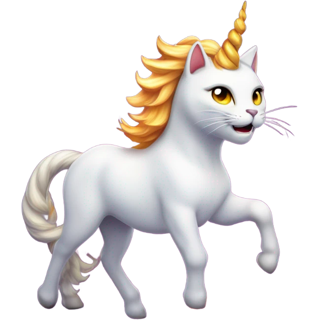 Fire breathing cat riding a unicorn  emoji