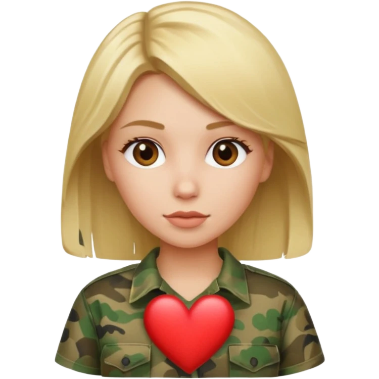 Blonde woman with camo heart emoji