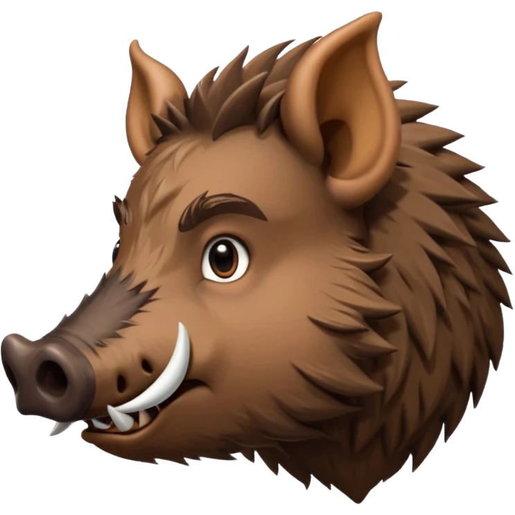 Wild boar face side view with more and more long tusks emoji realistic emoji