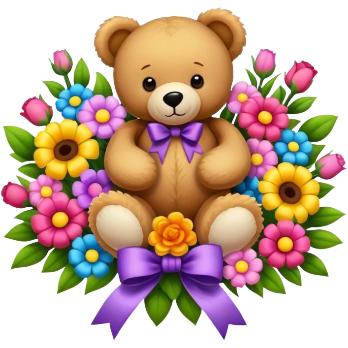 giant bouquet of flowers and teddy bears and bows emoji